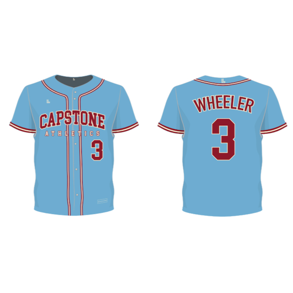 Capstone Softball Full Button Jersey - Columbia