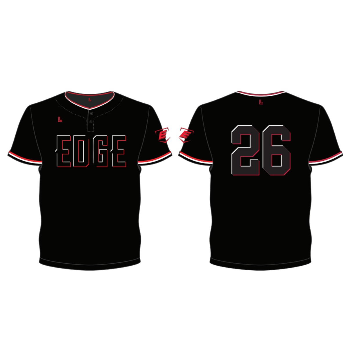 Edge Baseball Two Button Jersey - Black