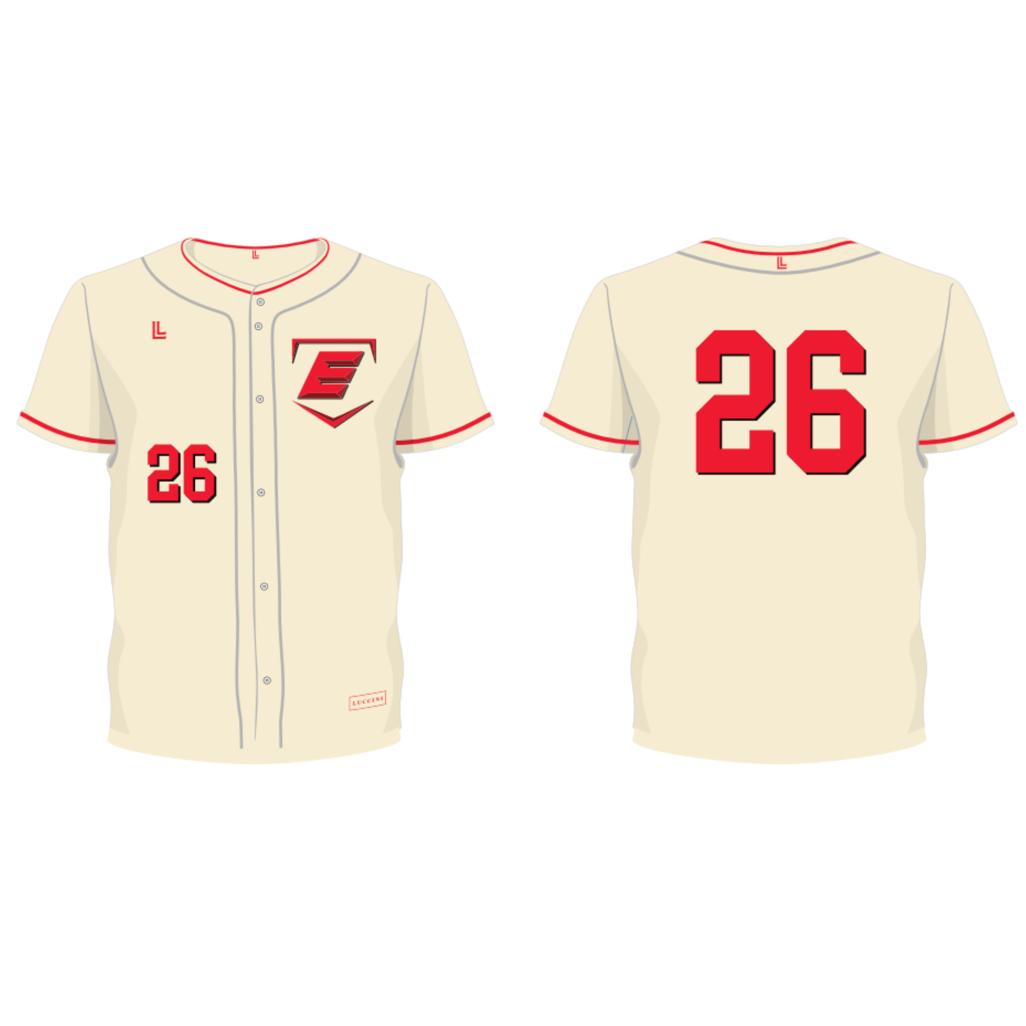 Edge Baseball Full Button Jersey - Cream