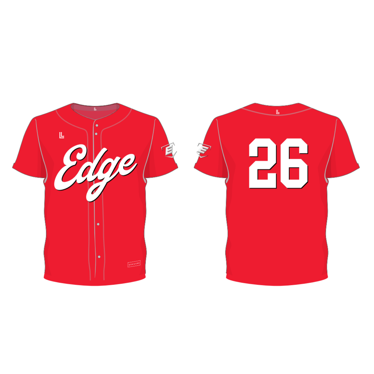 Edge Baseball Full Button Jersey - Red