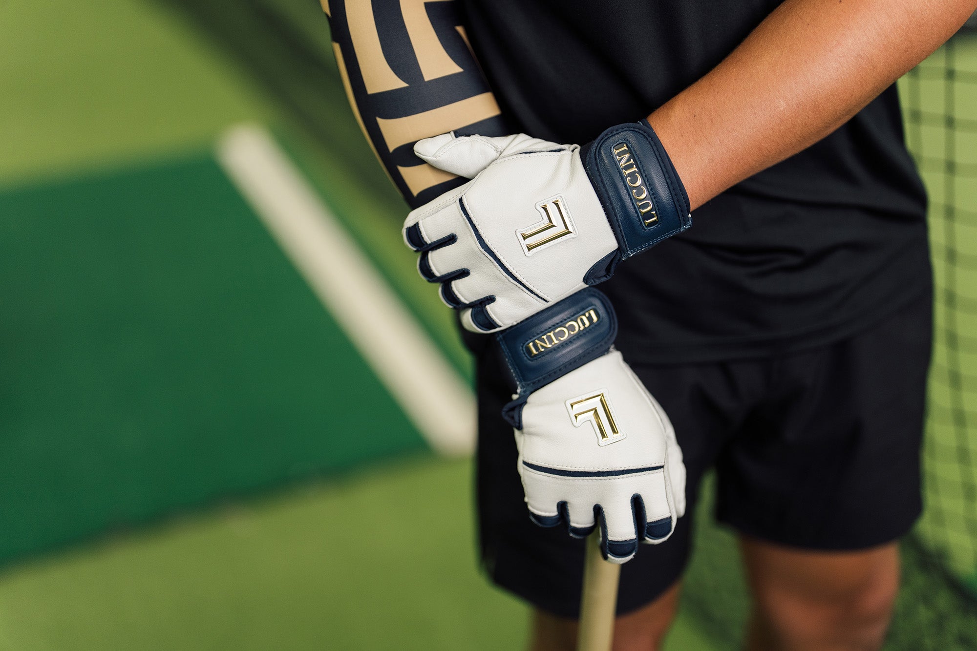 Batting Gloves – White/Navy/White Palm