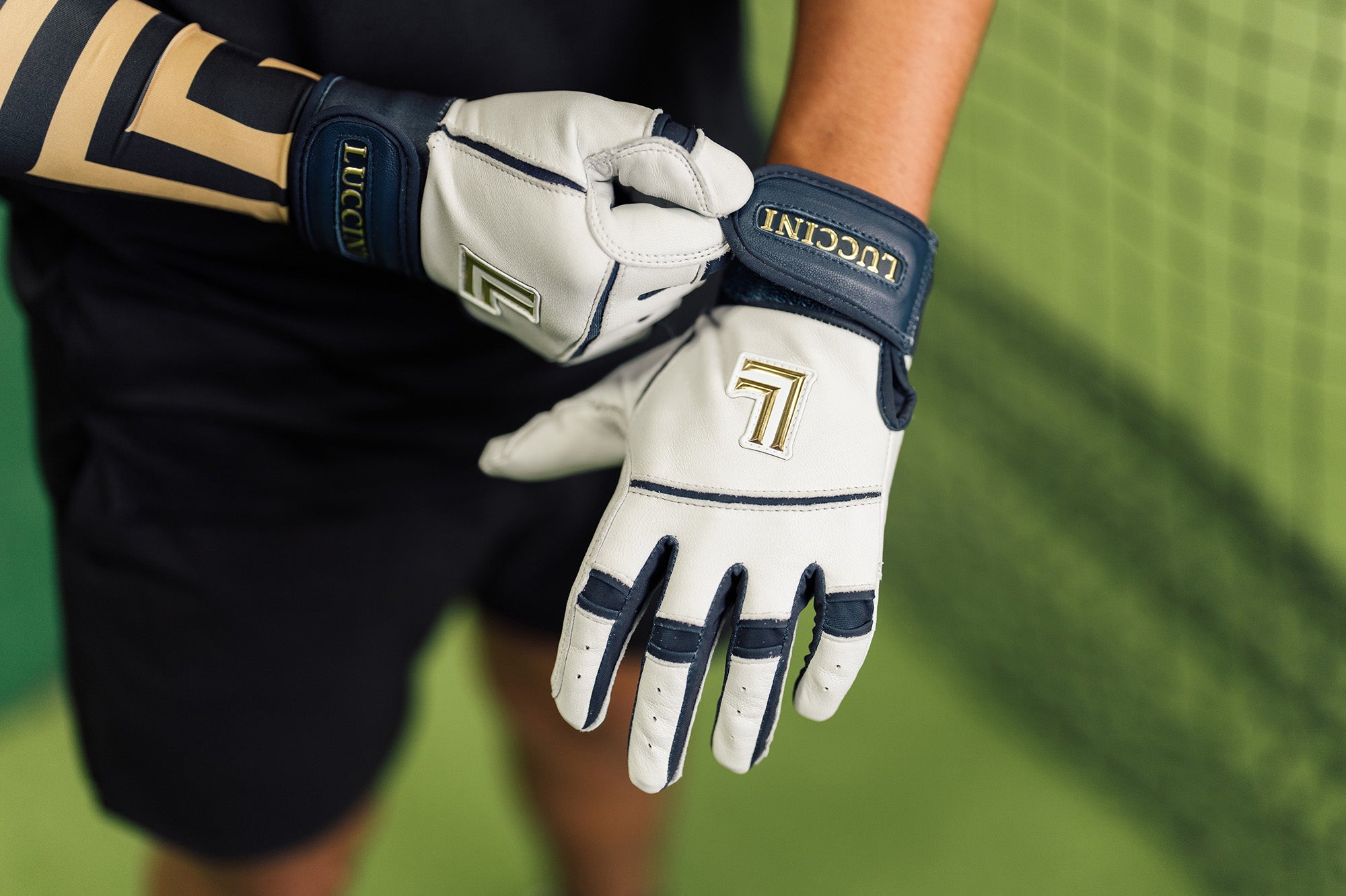 Batting Gloves – White/Navy/White Palm