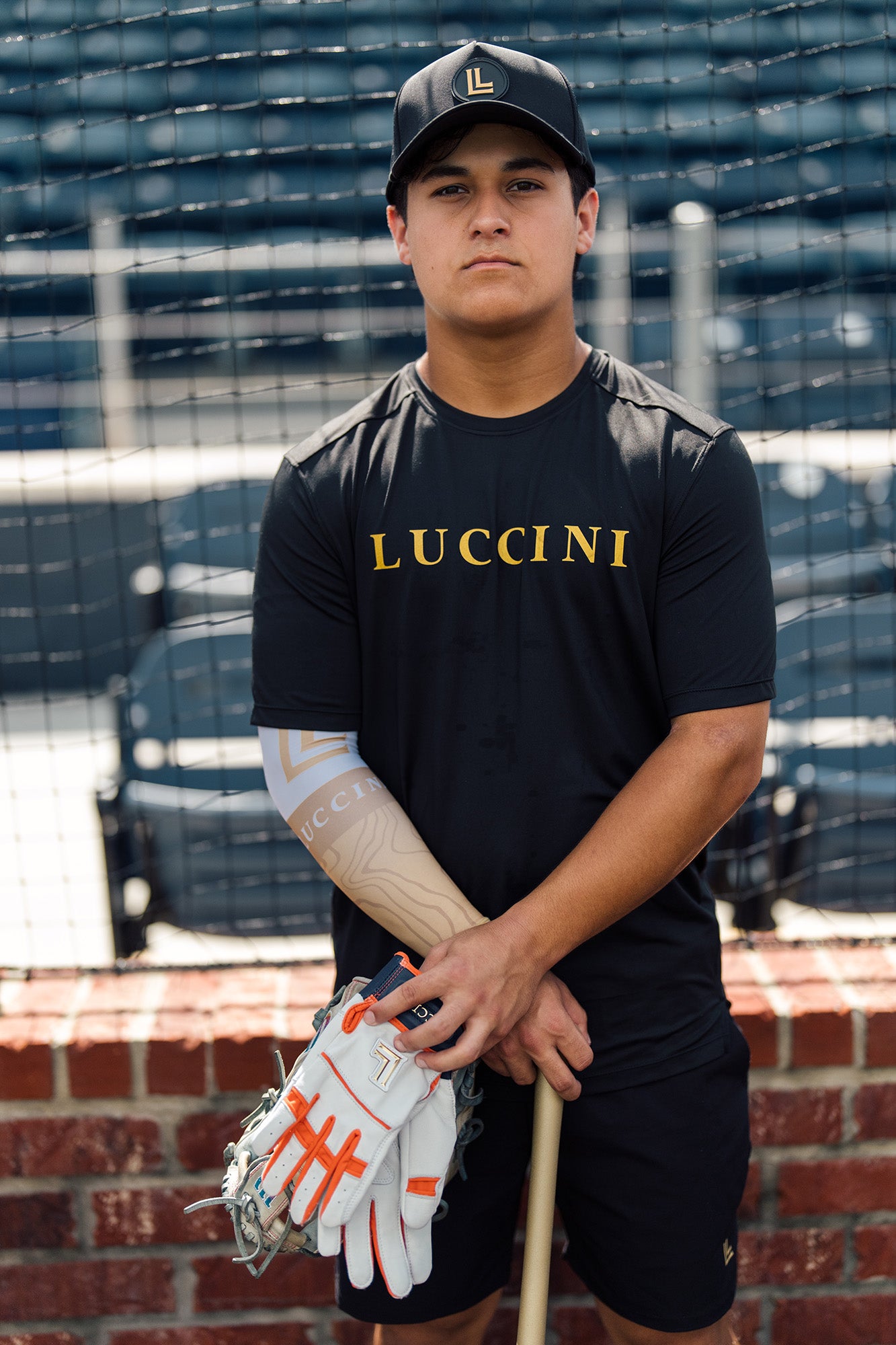Batting Gloves – White/Orange/Navy/White Palm