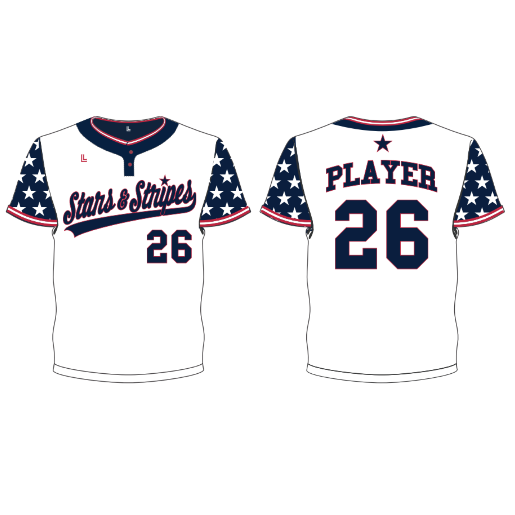 Stars & Stripes 2-Button Jersey - White
