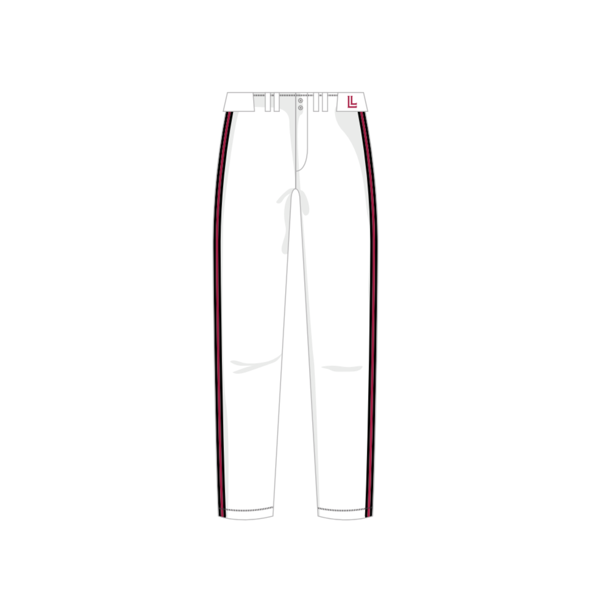 South Meck Baseball Pant - White w/Red.Black Pipe