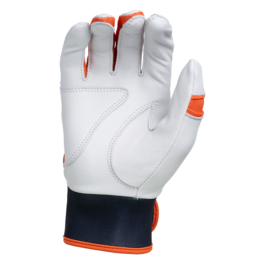 Batting Gloves – White/Orange/Navy/White Palm