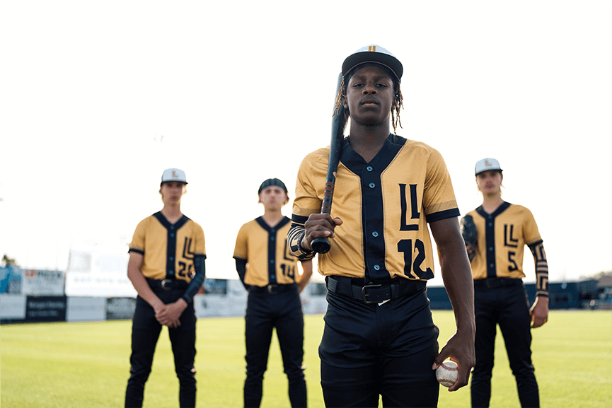 An image of Luccini players on a baseball field.